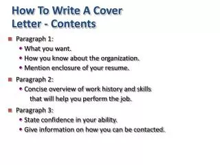 How To Write A Cover Letter - Contents