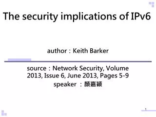the security implications of ipv6