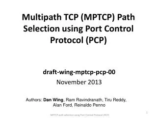 Multipath TCP (MPTCP) Path Selection using Port Control Protocol (PCP)