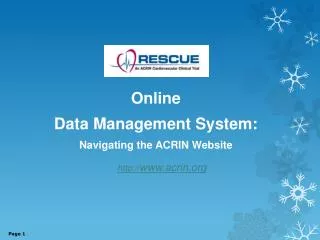 Online Data Management System: Navigating the ACRIN Website acrin