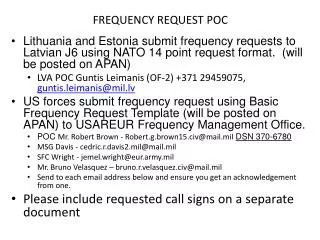 FREQUENCY REQUEST POC