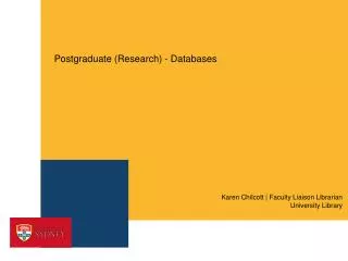 Postgraduate (Research) - Databases