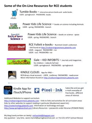 Some of the On-Line Resources for RCE students