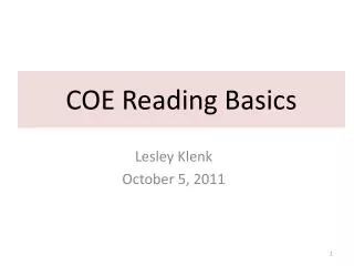 COE Reading Basics