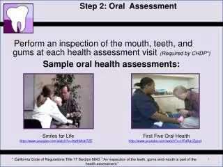 Step 2: Oral Assessment