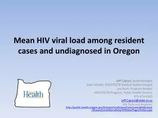 Mean HIV viral load among resident cases and undiagnosed in Oregon