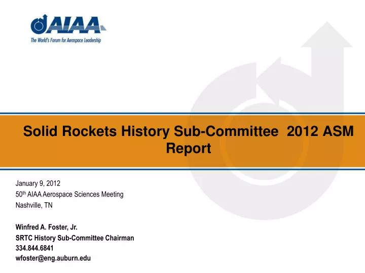 solid rockets history sub committee 2012 asm report