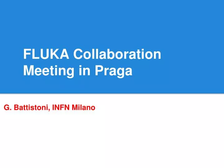 fluka collaboration meeting in praga
