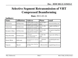 Selective Segment Retransmission of VHT Compressed Beamforming