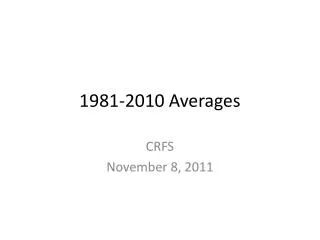 1981-2010 Averages