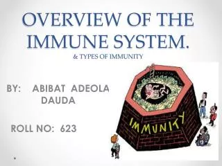 OVERVIEW OF THE IMMUNE SYSTEM. &amp; TYPES OF IMMUNITY