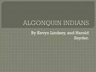 ALGONQUIN INDIANS