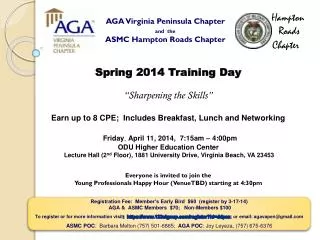 AGA Virginia Peninsula Chapter and the ASMC Hampton Roads Chapter