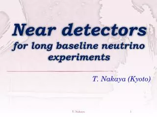 Near detectors for long baseline neutrino experiments