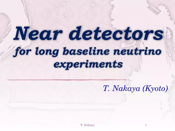 near detectors for long baseline neutrino experiments