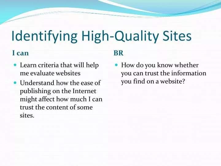 identifying high quality sites