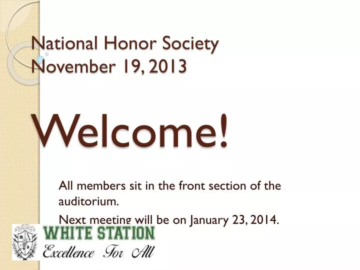 national honor society november 19 2013 welcome