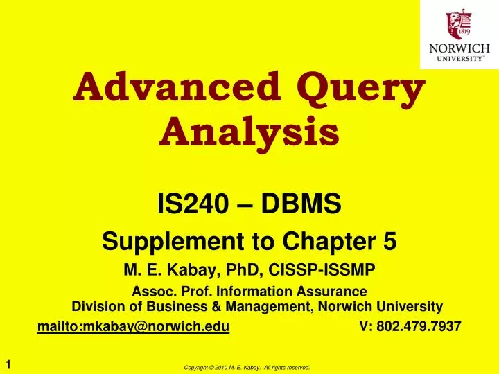 advanced query analysis