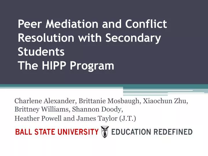 peer mediation and conflict resolution with secondary students the hipp program