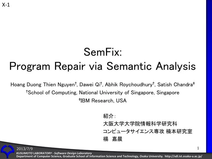 semfix program repair via semantic analysis