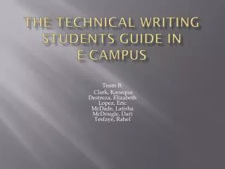 The Technical writing students guide in e-campus