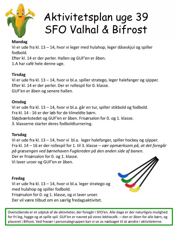 aktivitetsplan uge 39 sfo valhal bifrost