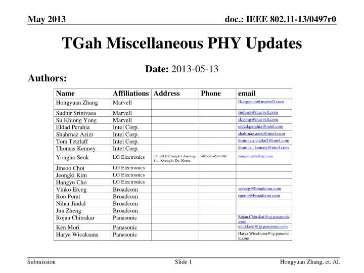 tgah miscellaneous phy updates
