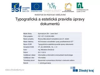 typografick a estetick pravidla pravy dokument