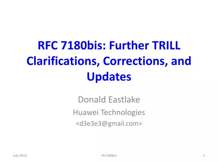 rfc 7180bis further trill clarifications corrections and updates