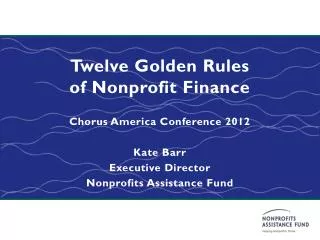 Twelve Golden Rules of Nonprofit Finance