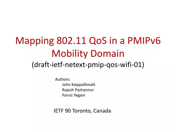 mapping 802 11 qos in a pmipv6 mobility domain draft ietf netext pmip qos wifi 01