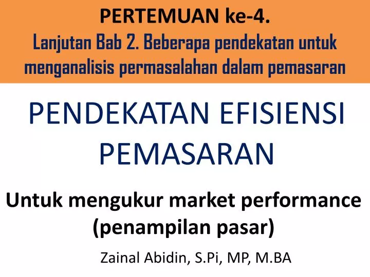 pendekatan efisiensi pemasaran