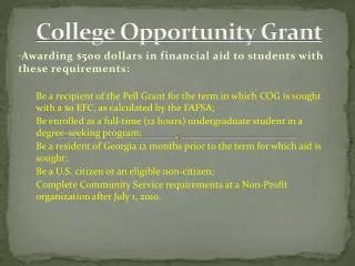 College Opportunity Grant