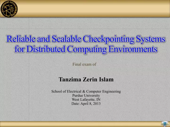 reliable and scalable checkpointing systems for distributed computing environments
