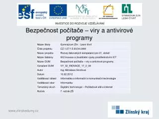 bezpe nost po ta e viry a antivirov programy