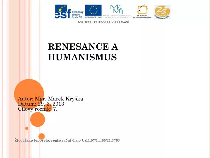 r enesance a humanismus