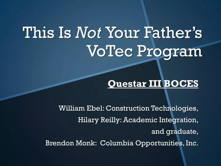 this is not your father s votec program