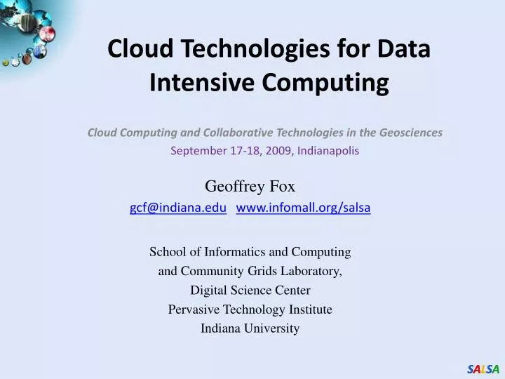 cloud technologies for data intensive computing