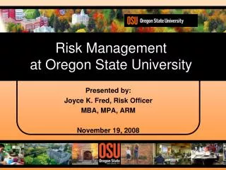 Risk Management at Oregon State University