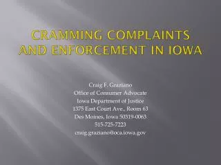 Cramming Complaints and Enforcement in Iowa