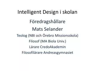 intelligent design i skolan