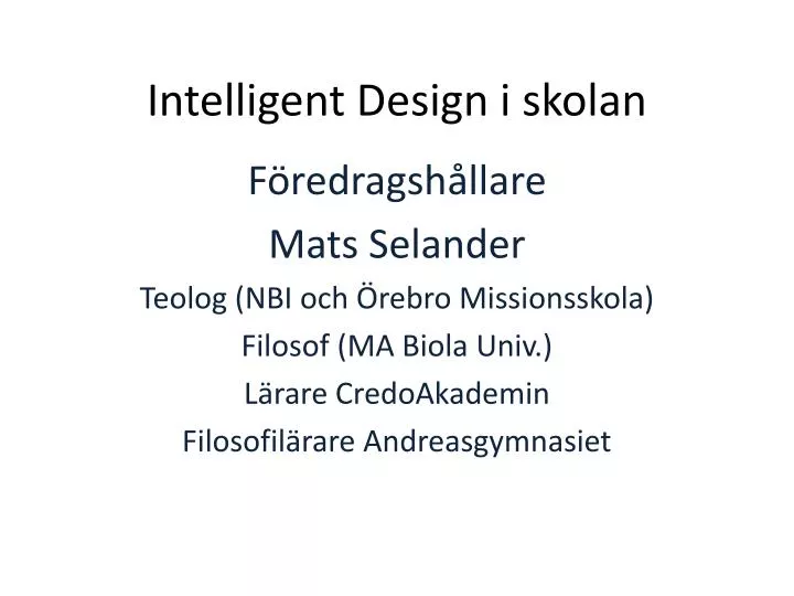 intelligent design i skolan