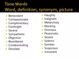 Tone Words Word, definition, synonym, picture