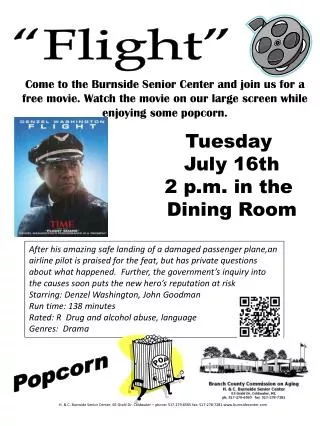 Tuesday July 16th 2 p.m. in the Dining Room