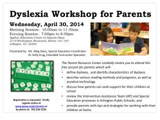 Dyslexia Workshop for Parents