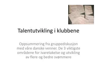 talentutvikling i klubbene