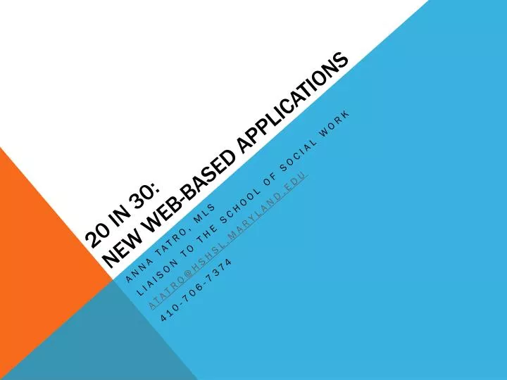 20 in 30 new web based applications