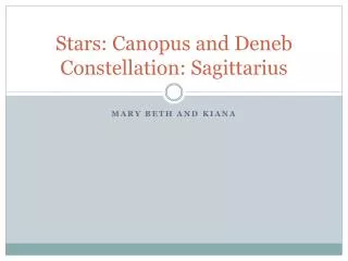 Stars: Canopus and Deneb Constellation: Sagittarius