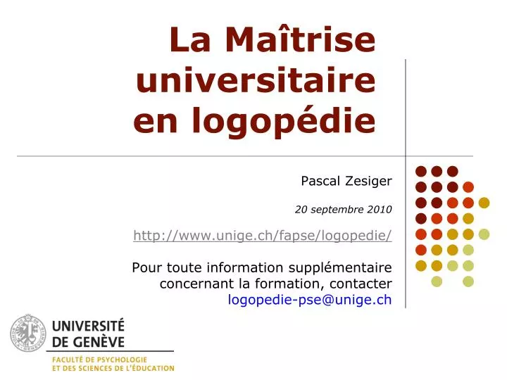 la ma trise universitaire en logop die