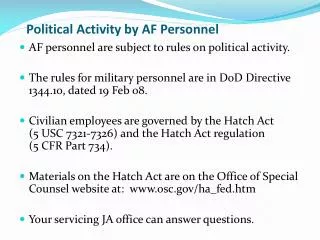 Political Activity by AF Personnel